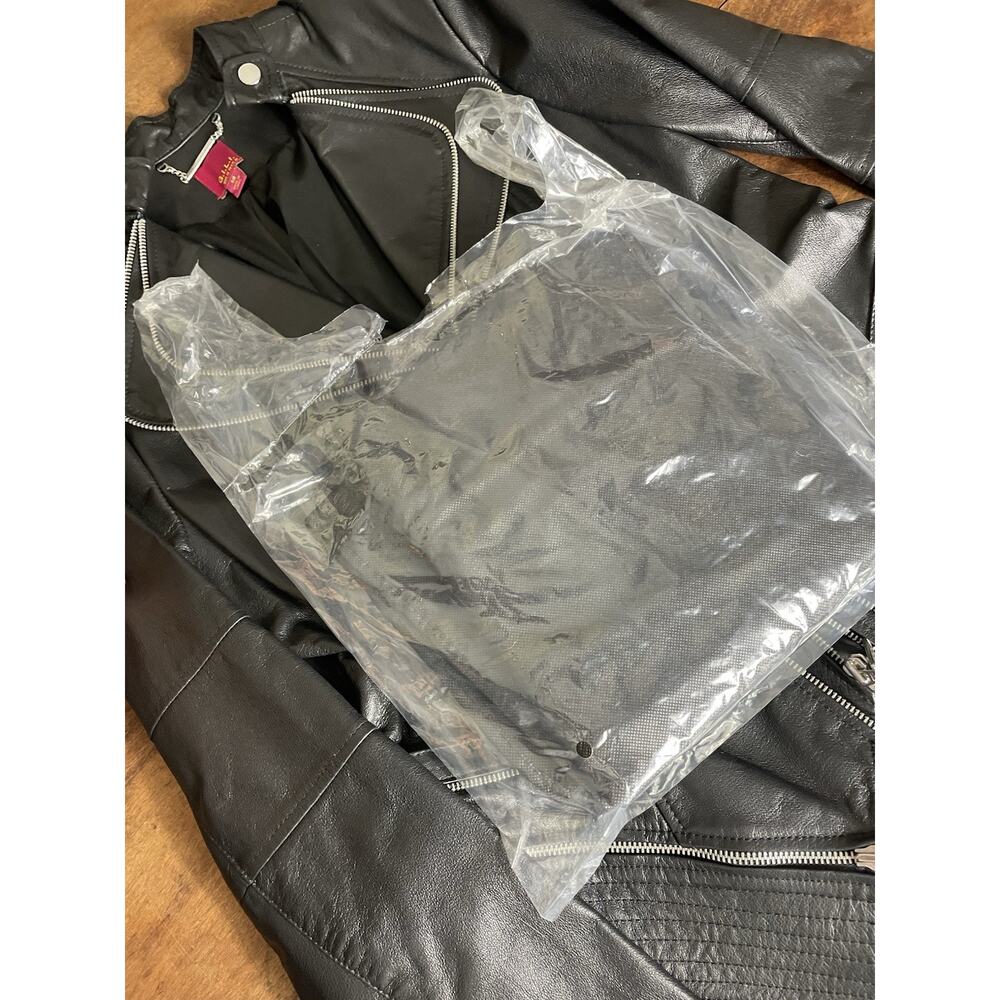 NWOT GILI Black Leather Silver Hardware Moto Women's Jacket Asymetrical Size 14 - Picture 13 of 13